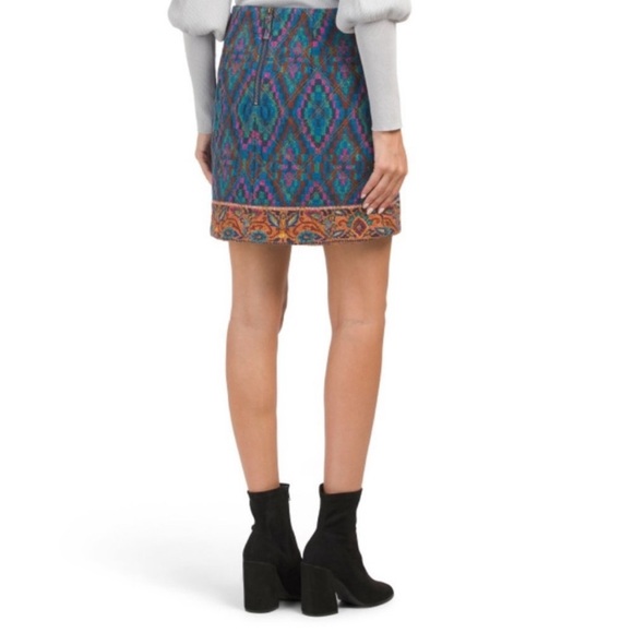 Farm rio BLUE TAPESTRY SCARF MINI SKIRT IN TAPESTRY SCARF BLUE size S - Picture 4 of 8